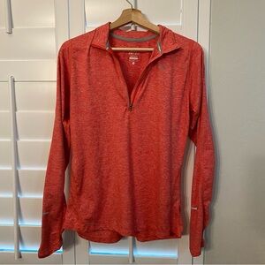 Nike Dri-Fit Element Red/Orange 1/4 zip women’s pullover running jacket top Med